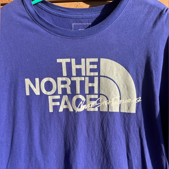 The North Face men’s XL long sleeve purple and silver 100% cotton tee shirt EUC - Picture 3 of 8